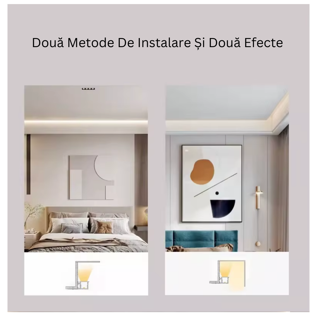 Profil LED 2 METRI de Capat Incastrat Sub Tencuiala LED Strips