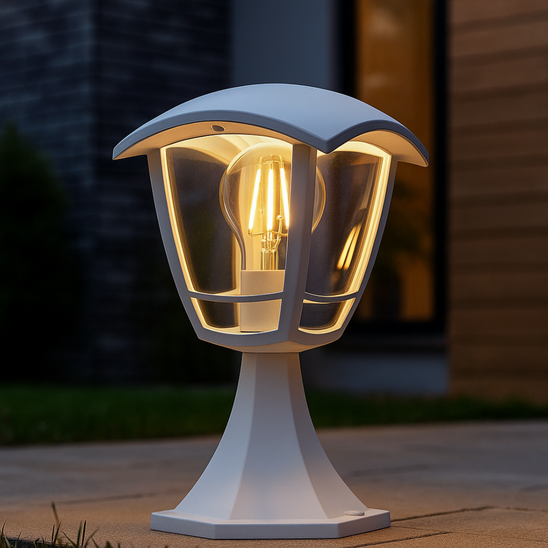 Felinar cu Picior de Gradina BERLIN White ALBA / STALP ORNAMENTAL / E27 EXTERIOR LAMP