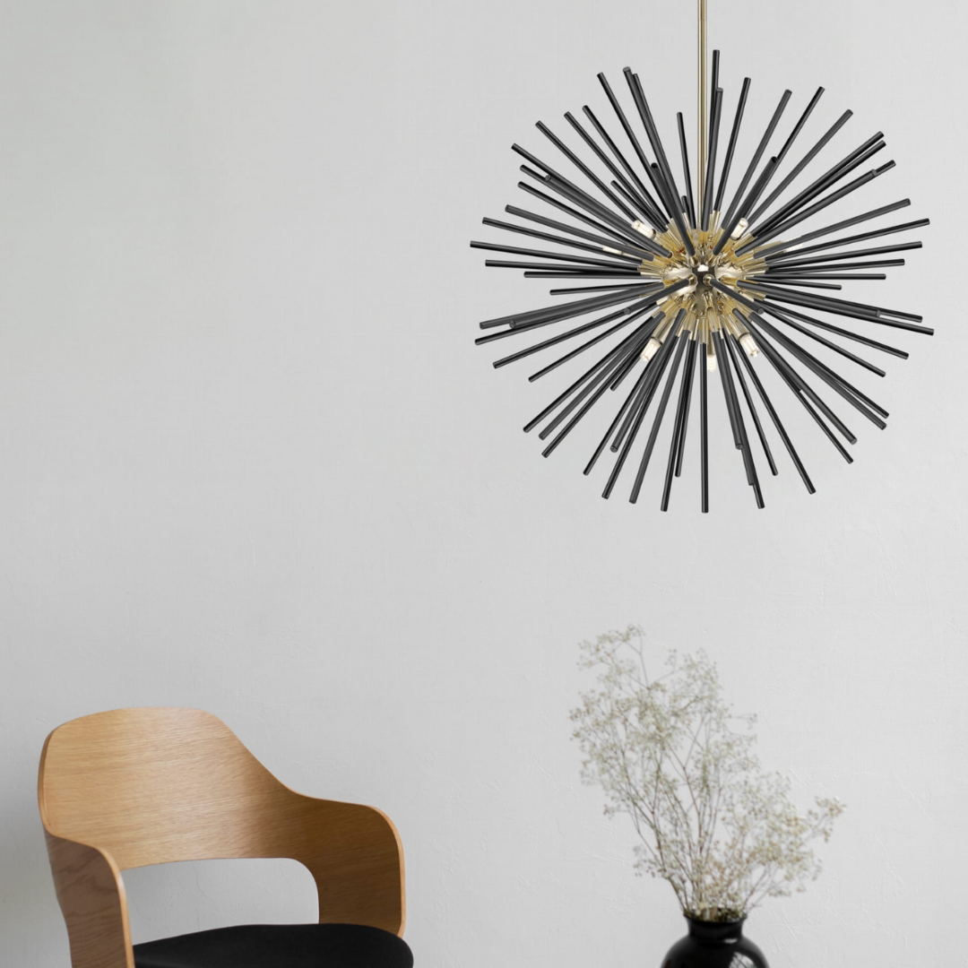 Lustra LED Black + Gold Serico NEGRU + AURIU / MINIMALIST DESIGN Lighting Fixtures