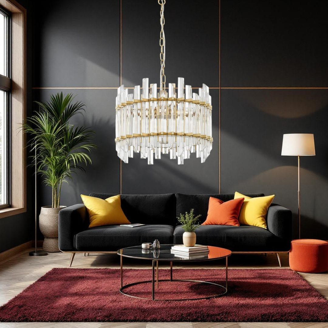 Lustra Cristal 6XG9 Gold Klaro ALB + AURIU / CRISTAL / 40CM Chandeliers Crystal