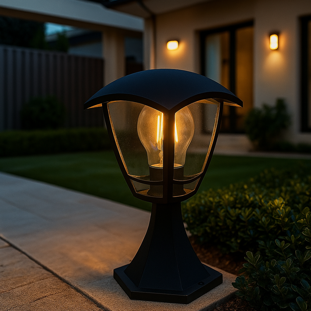 Felinar de Gradina BERLIN Black NEAGRA / STALP ORNAMENTAL / E27 EXTERIOR LAMP