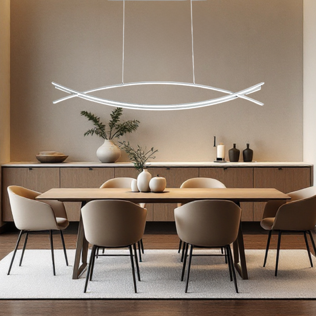 Lustra LED 80W OFFICE Suspendata WHITE cu Telecomanda WHITE / 120CM / SUSPENDATE Lighting Fixtures