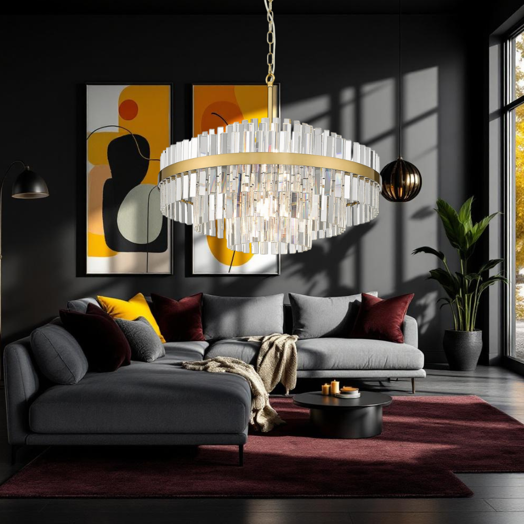 Candelabru Cristal 12xG9 Gold Kanso ALB + AURIU / CRISTAL / 60CM Chandeliers Crystal