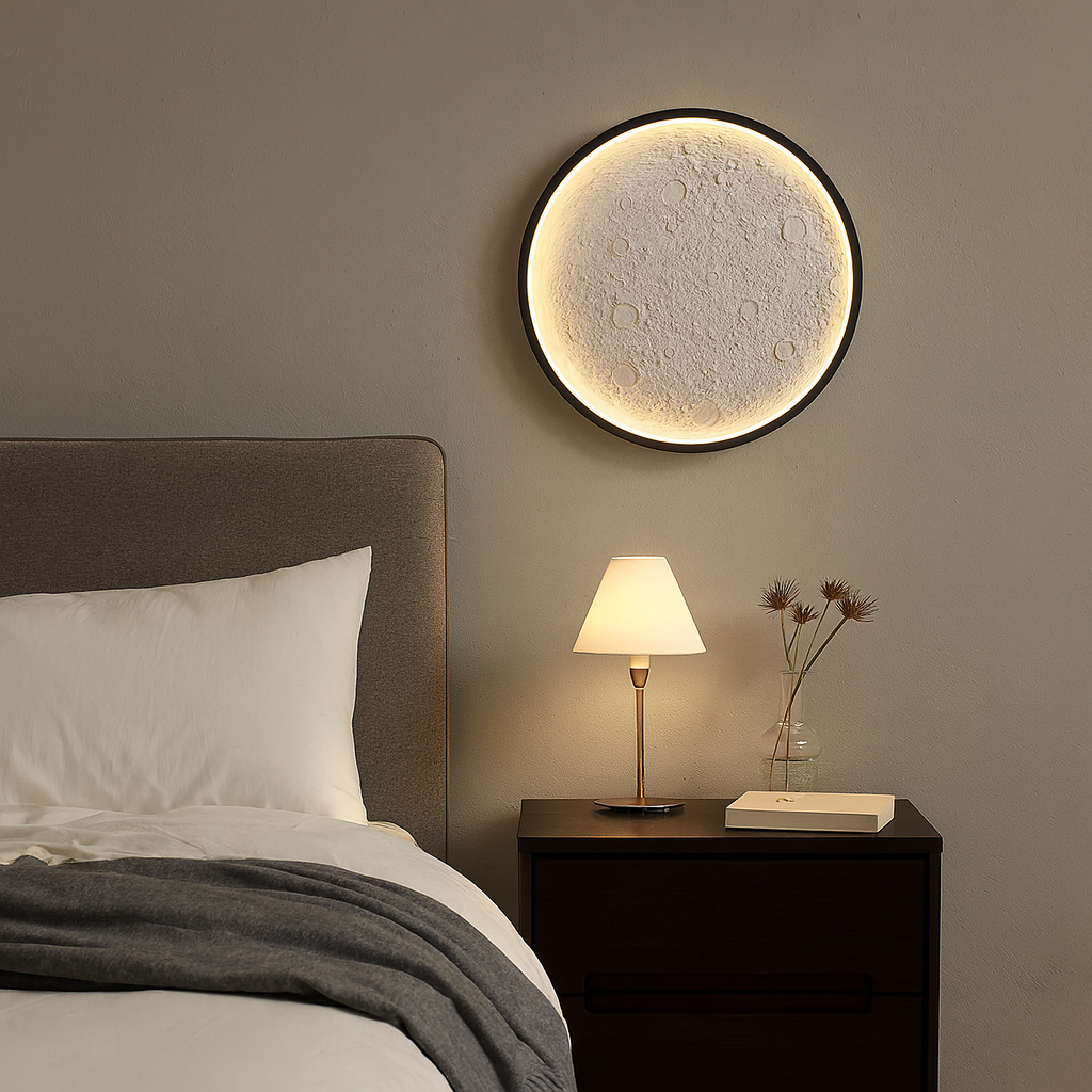 Lustra LED MOON Neagra Echivalent 180W NEAGRA / 30CM Lighting Fixtures