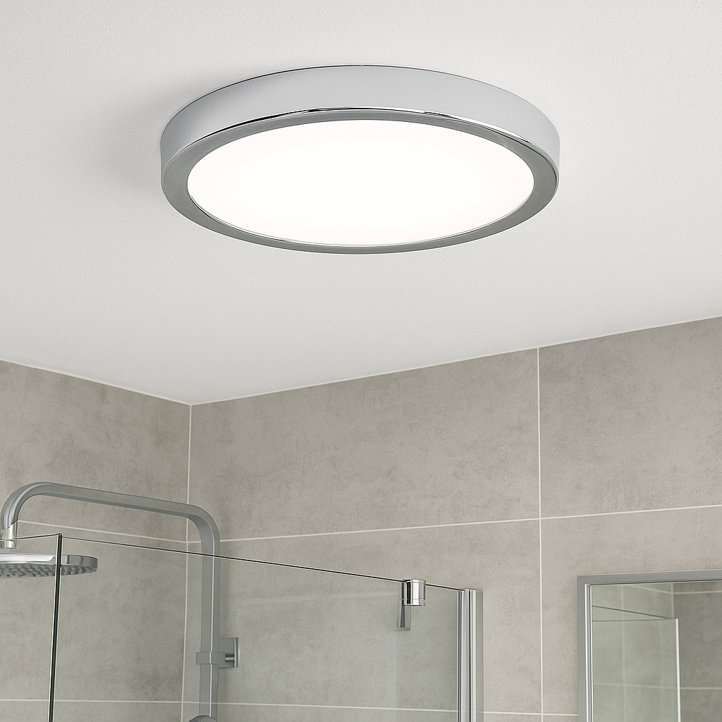 Plafonieră LED Baie IP44 FUEVA 5 Silver Echivalent 250W ALB NEUTRU / 20.5W / 28.5CM led ceiling light