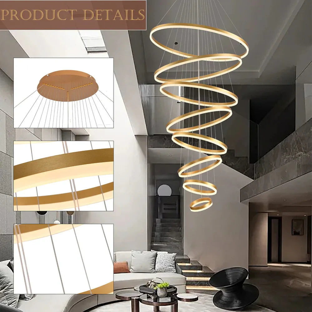 Lustra Led Wonderland Luxury Gold 8 Segmente Echivalent 3000W Telecomanda Chandeliers