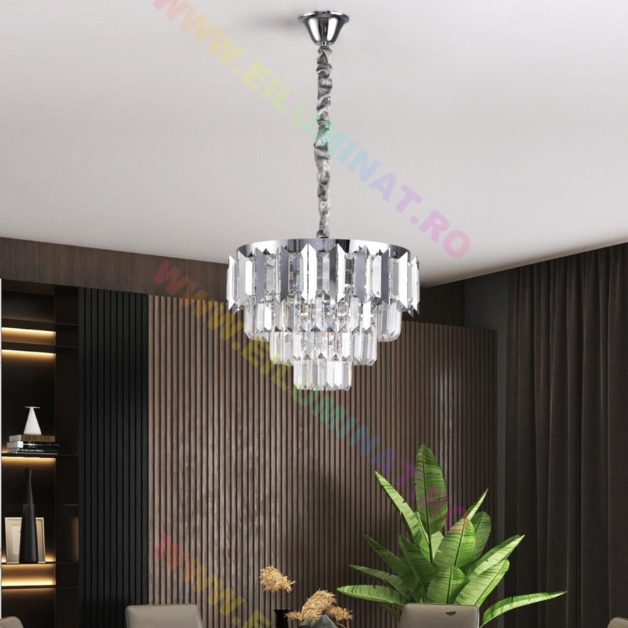 Lustra Led Silver Shine Cristal Echivalent 400W Montaj Aplicat/Suspendat Lighting Fixtures