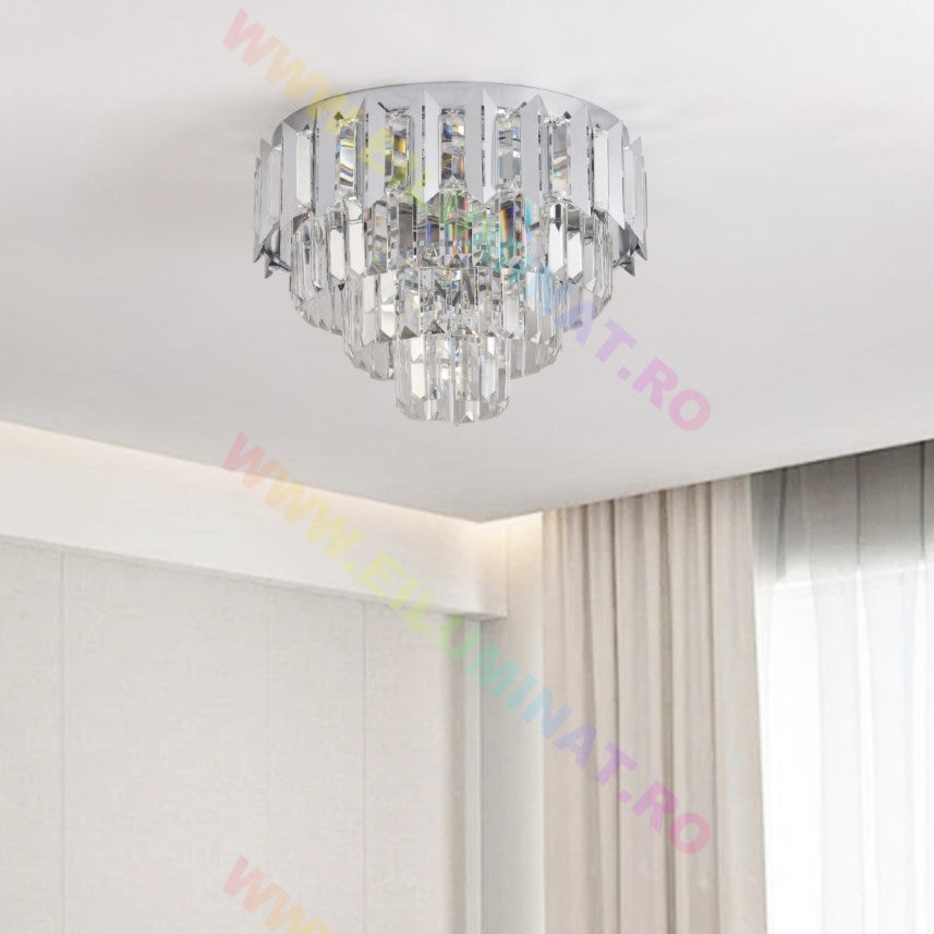 Lustra Led Silver Shine Cristal Echivalent 400W Montaj Aplicat/Suspendat Lighting Fixtures