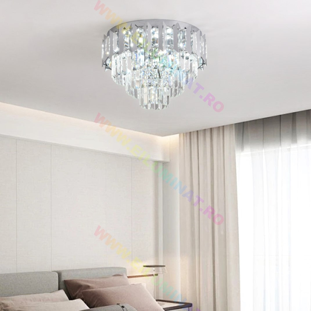 Lustra Led Silver Shine Cristal Echivalent 400W Montaj Aplicat/Suspendat Lighting Fixtures