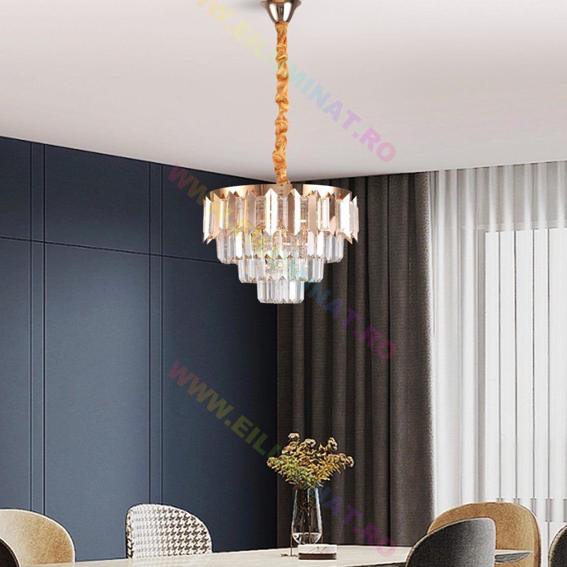 Lustra Led Gold Shine Cristal Echivalent 400W Montaj Aplicat/Suspendat Lighting Fixtures