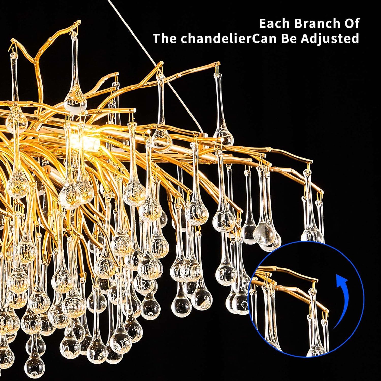 Candelabru Cristal LUXURY Golden Tears 160x50cm AURIE / 160CM / LUXURY Chandeliers Crystal