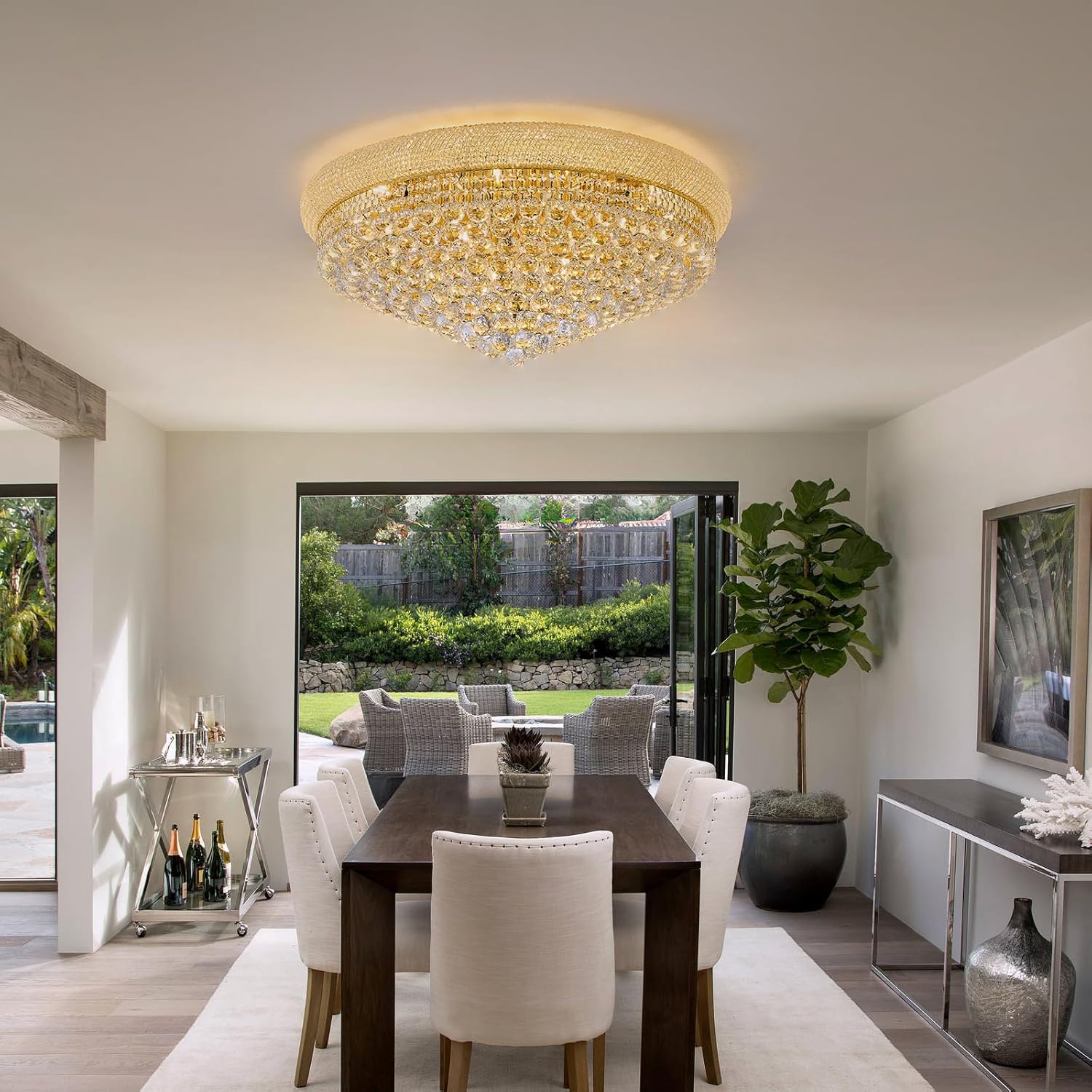 Lustra LED Aplicata Crystal Dome Telecomanda si RGB Chandeliers