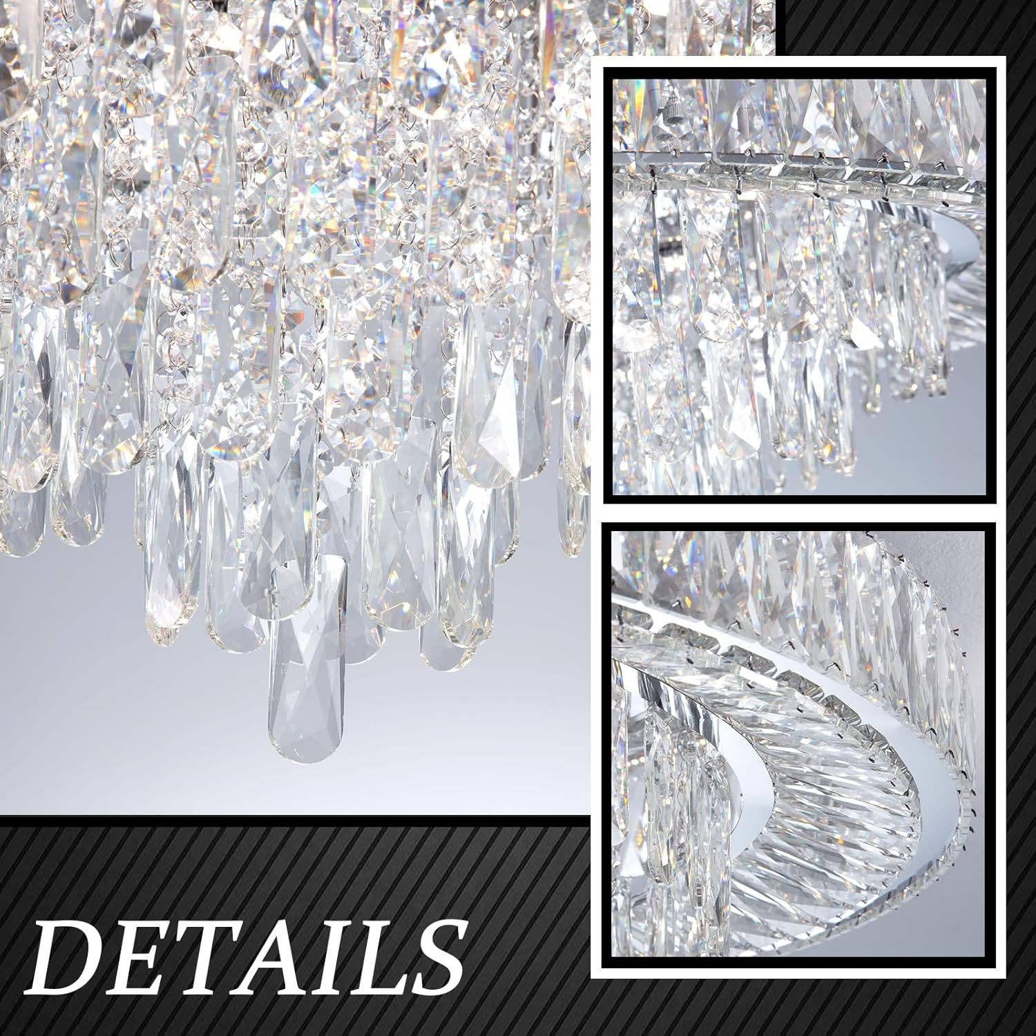 Lustra LED Cristal Aplicata Royal Round Telecomanda Echivalent 700W CHROME / 50CM / CRISTAL Chandeliers