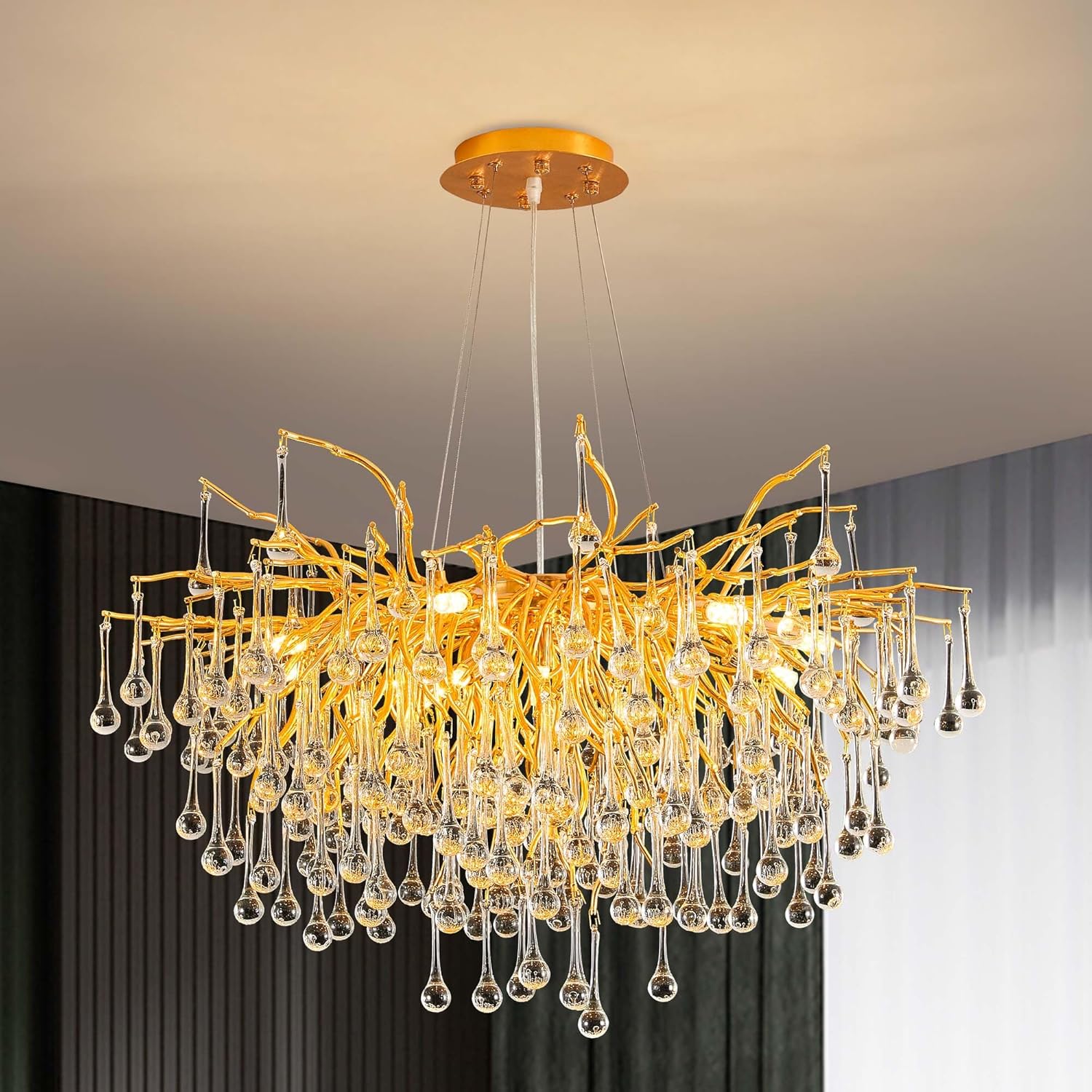 Candelabru Cristal LUXURY Golden Tears 60CM AURIE / 60CM / LUXURY Chandeliers Crystal