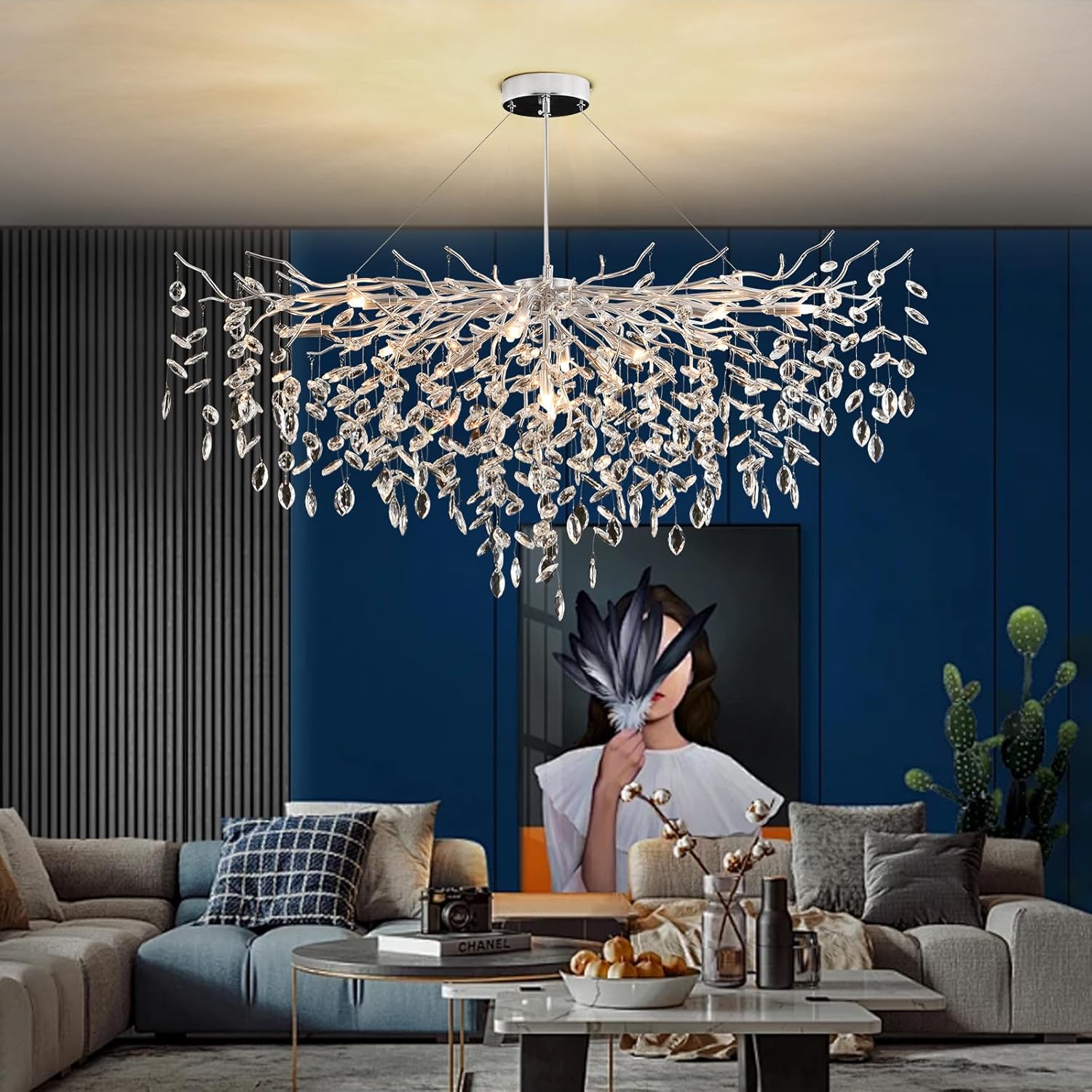 Candelabru Cristal LUXURY 120x45cm Silver Klara ARGINTIE / CRISTAL / 120X45CM Chandeliers Crystal