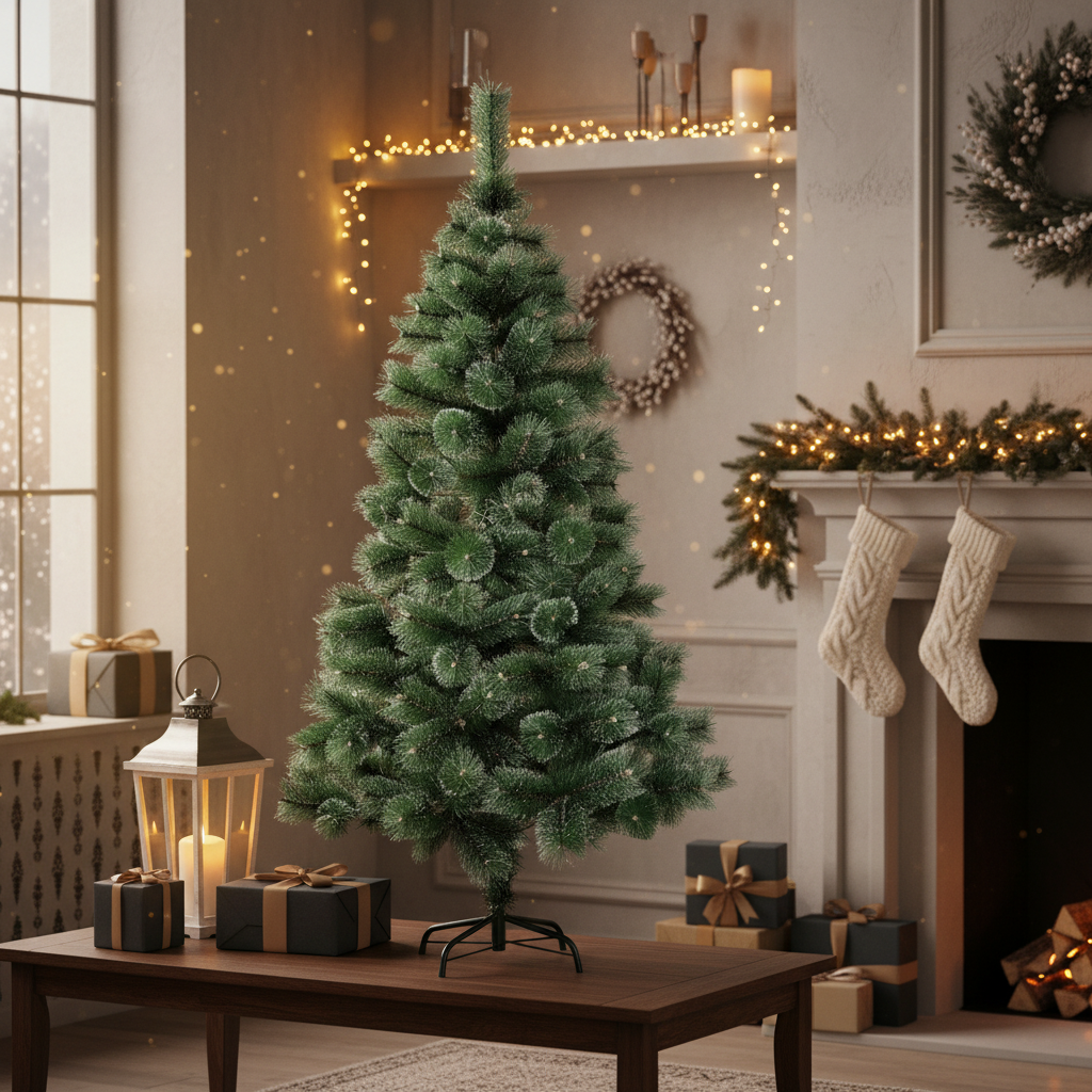 Brad Artificial de Craciun 120cm Pin Varfuri Ninse, Ace 3D, Suport Metalic A1