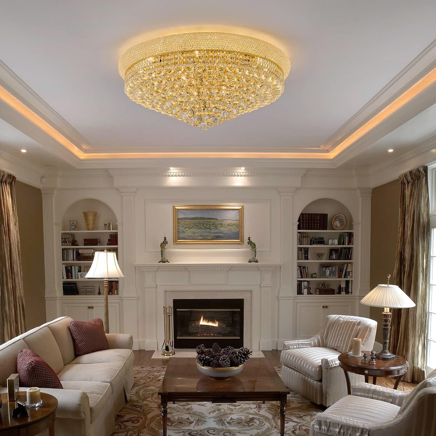 Lustra LED Aplicata Crystal Dome Telecomanda si RGB Chandeliers