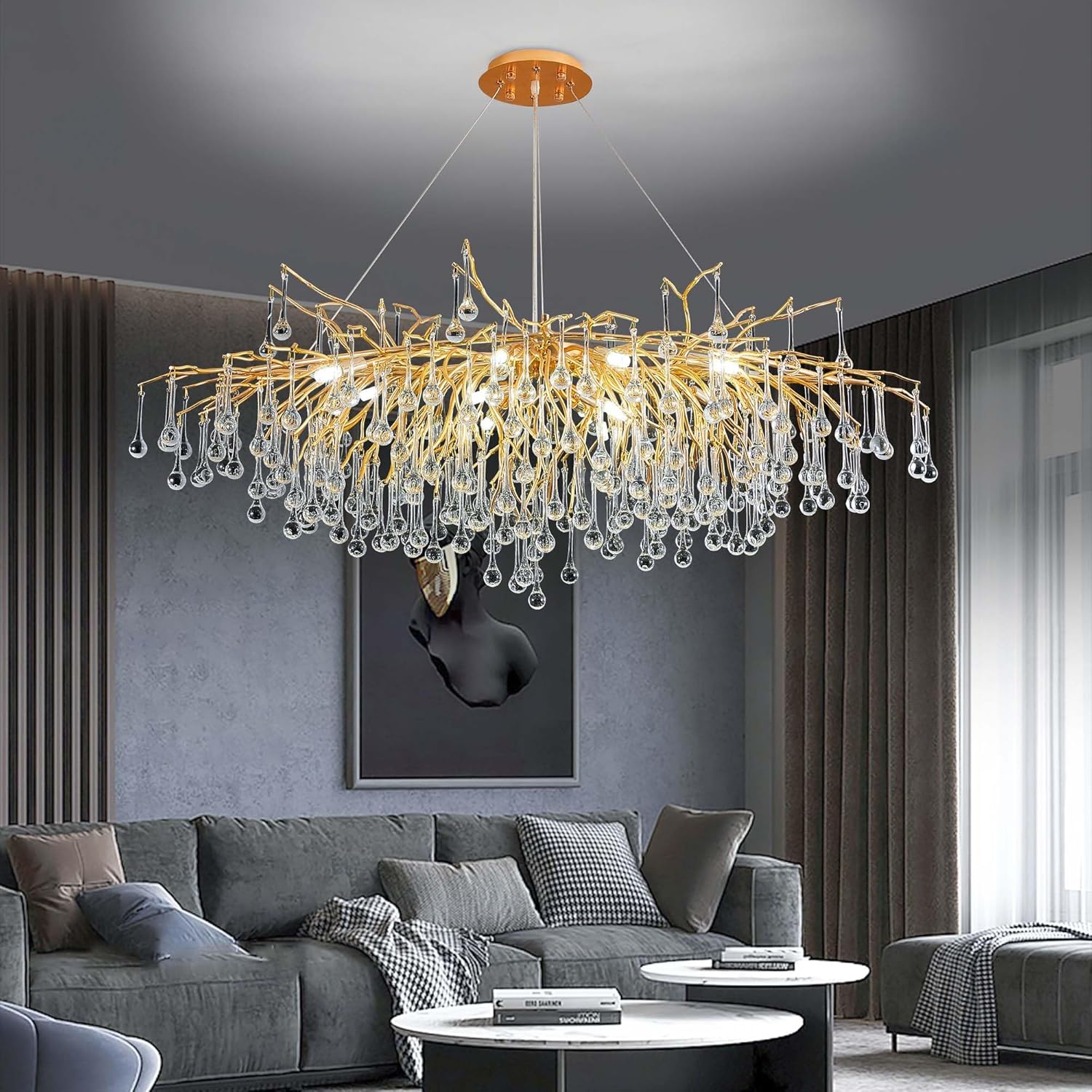 Candelabru Cristal LUXURY Golden Tears 160x50cm AURIE / 160CM / LUXURY Chandeliers Crystal