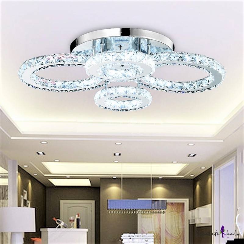 Lustra Led 125W 2 + 2 Circle Cristal Telecomanda Chandeliers Crystal
