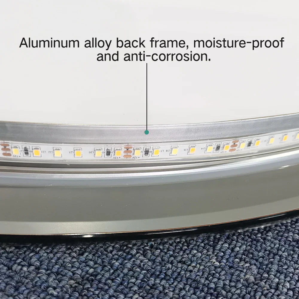 Oglinda LED Ovala 50x80cm Rama Neagra 3 Lumini Ceas Dezaburire si Touch J180 NEAGRA / 50X80CM LED MIRROR