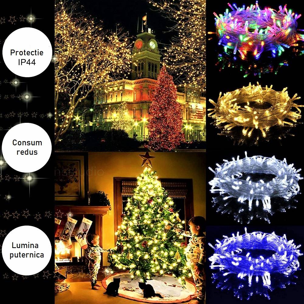 Instalatie Led Liniara 100 Led-Uri 9M Fir Transparent Diverse Culori