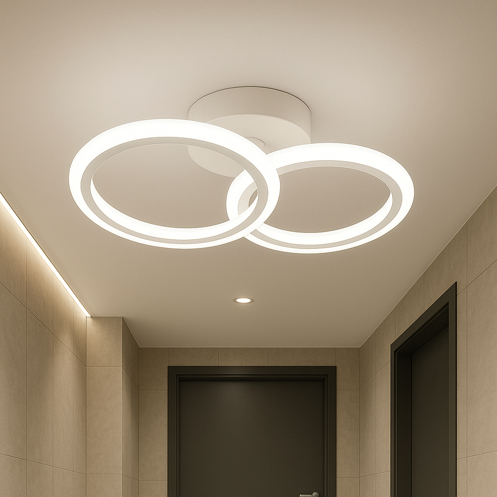 Lustra LED 1 + 1 Circle Design Alb Echivalent 300W Telecomanda ALBA / CIRCLE DESIGN Lighting Fixtures