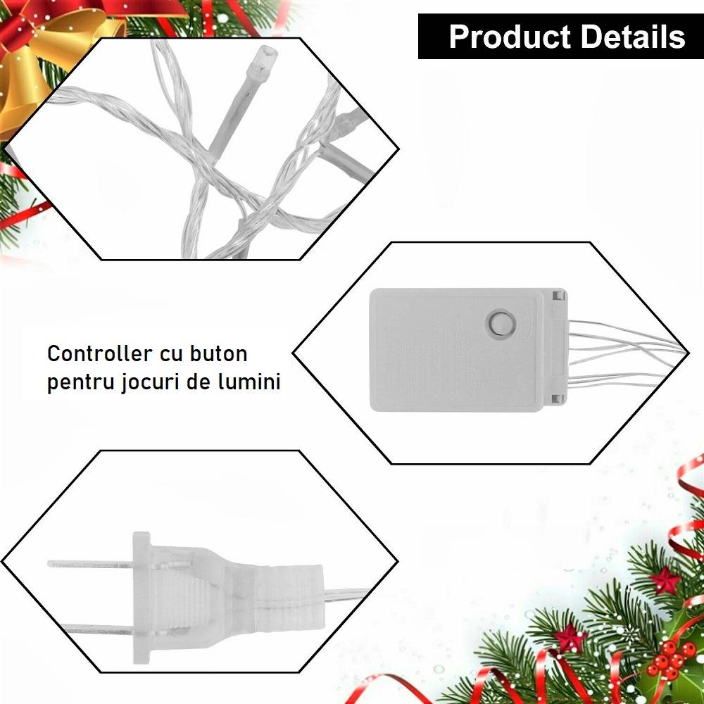 Instalatie Led Liniara 300 Led-Uri 23M Fir Transparent Diverse Culori