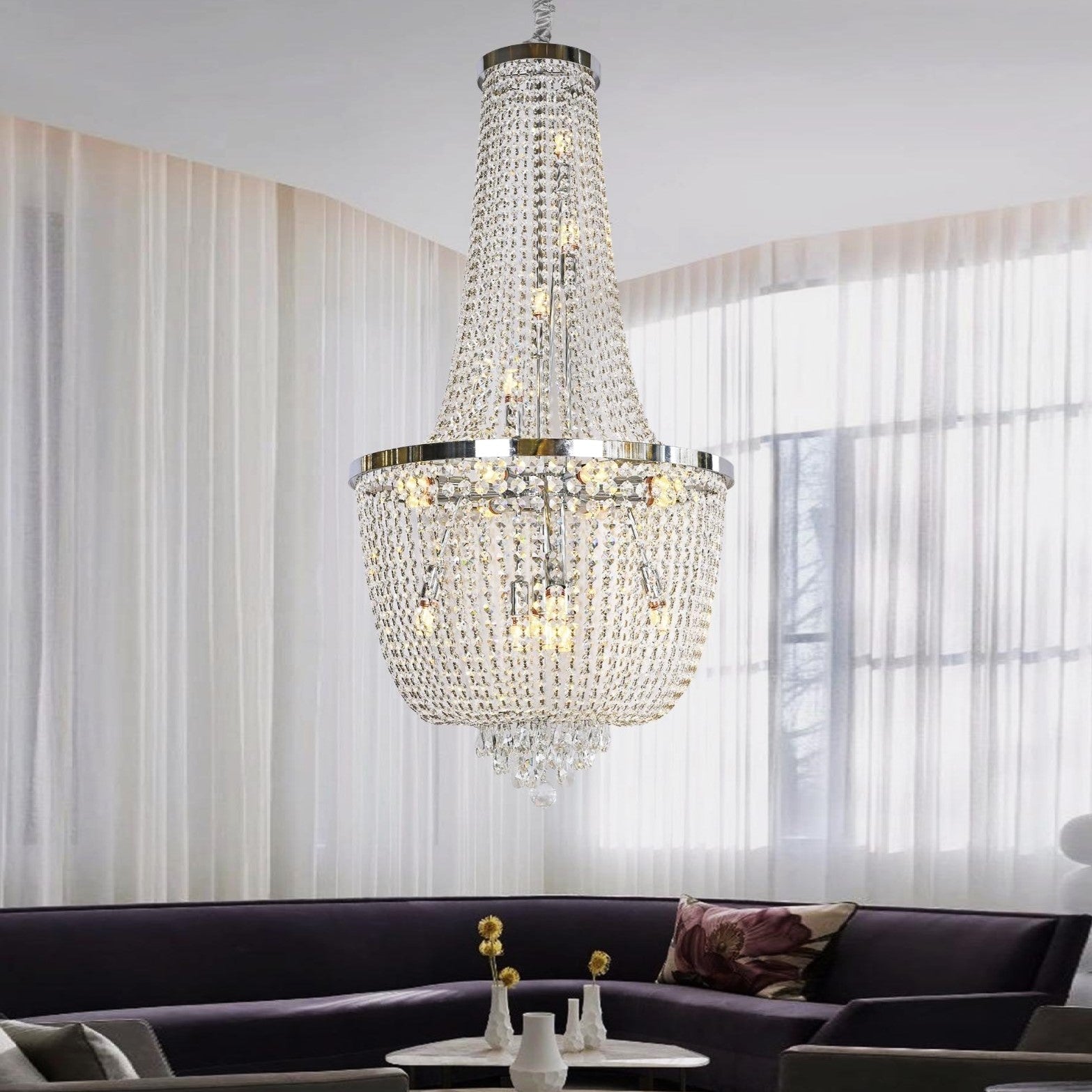 Candelabru Cristal Luxury Chrome 120Cm -P82404 Chandeliers Crystal