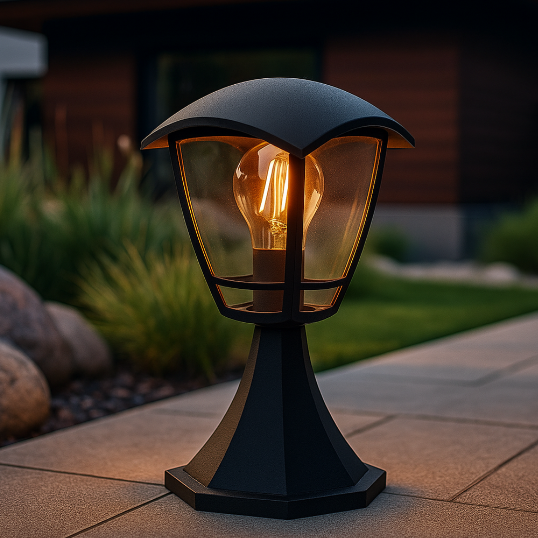 Felinar de Gradina BERLIN Black NEAGRA / STALP ORNAMENTAL / E27 EXTERIOR LAMP