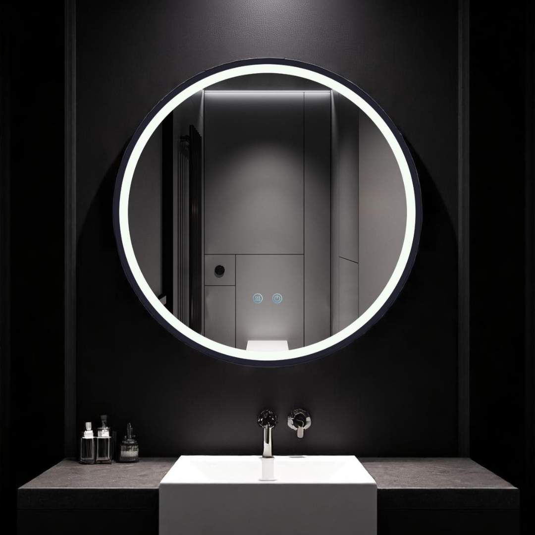 Oglinda Rotunda Neagra Dezaburire Touch 3 Lumini NEAGRA / 60CM LED MIRROR