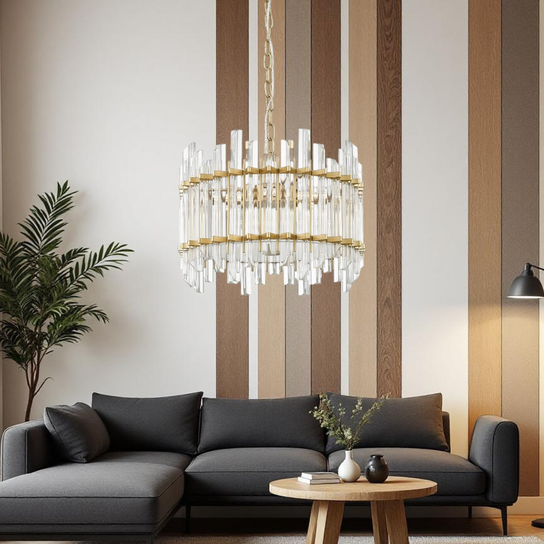 Lustra Cristal 6XG9 Gold Klaro ALB + AURIU / CRISTAL / 40CM Chandeliers Crystal