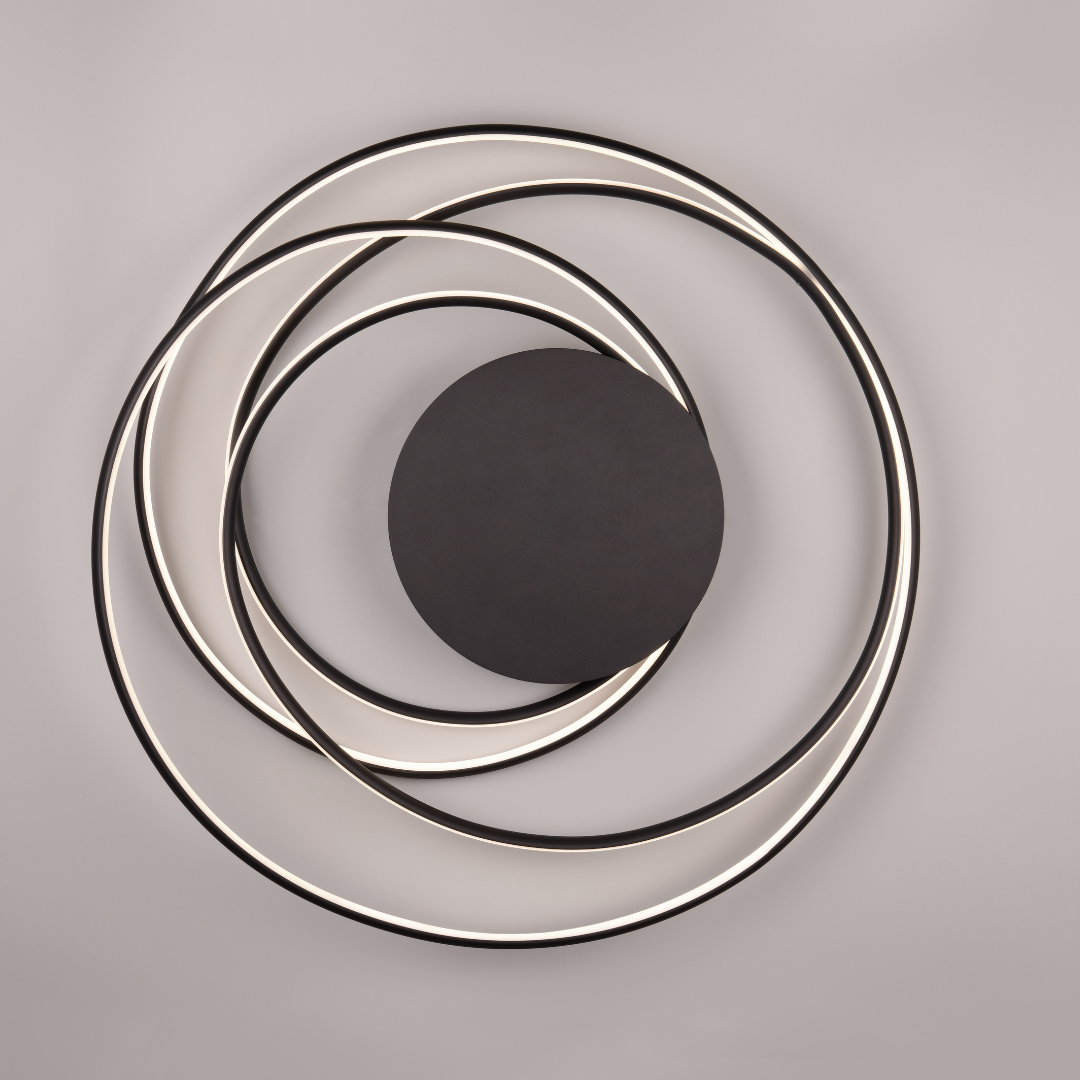 Lustra LED Aplicata NALA CIRCLE DESIGN / NEAGRA / 72CM CEILING LIGHT