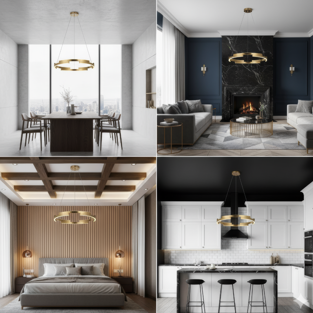 Lustra LED Orbis Cu Telecomanda Wifi 2.4G Gold 3 Culori AURIE / SUSPENDATE / 60CM Lighting Fixtures