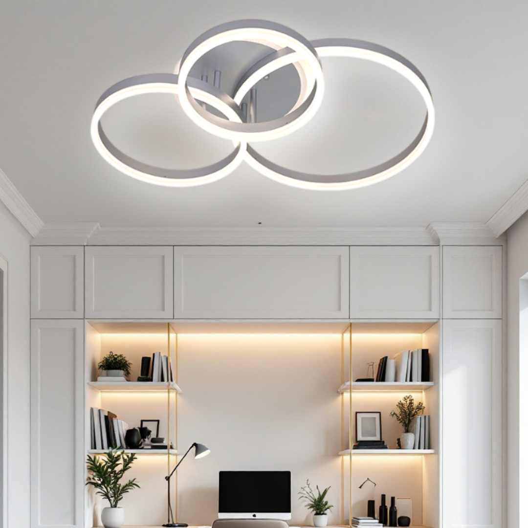Lustra LED Beauty Silver Circle Echivalent 600W cu Telecomandă 5185-40 + 30 + 25cm SILVER / CIRCLE DESIGN Lighting