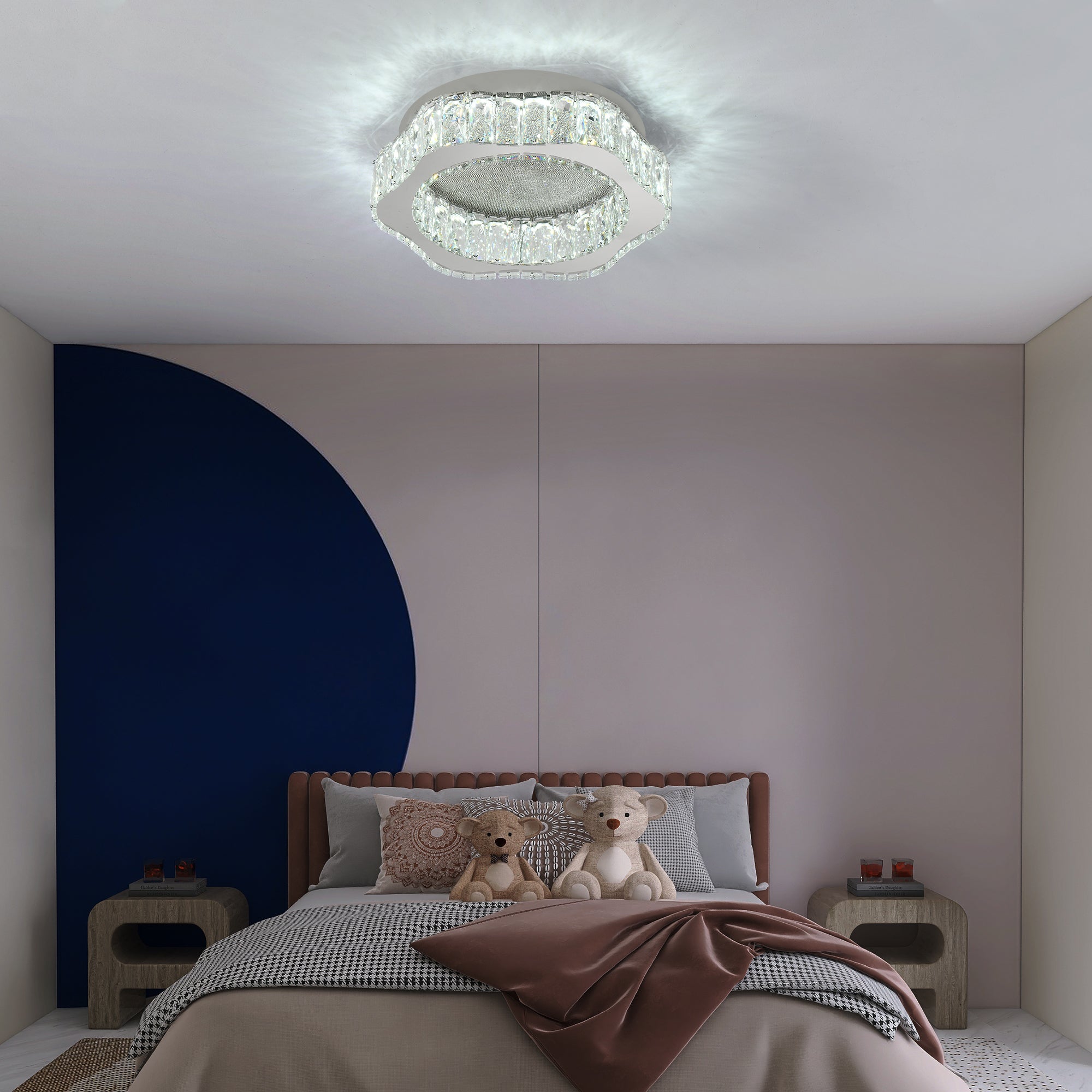 Lustra LED Argintie Splash Crystal Telecomanda Chandeliers Crystal