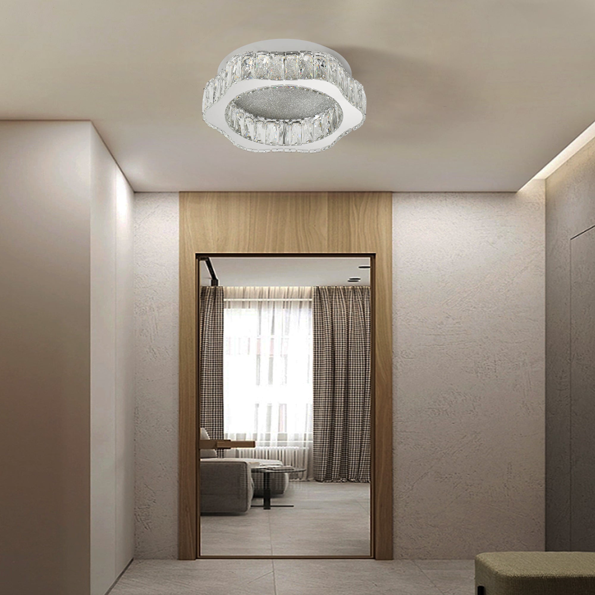 Lustra LED Argintie Splash Crystal Telecomanda Chandeliers Crystal