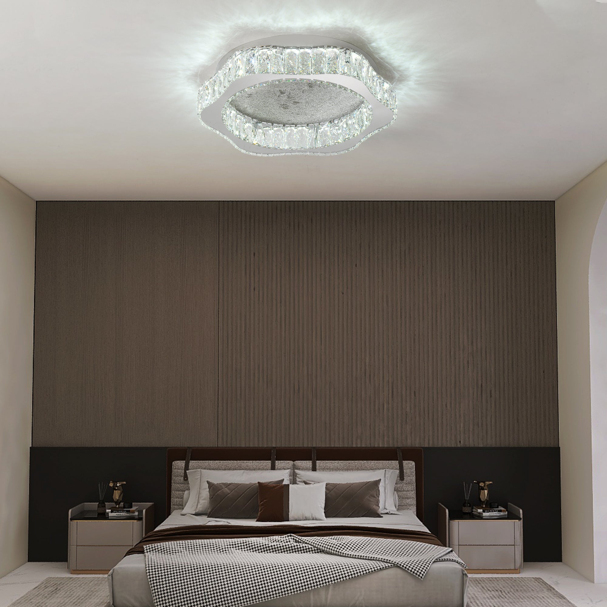 Lustra LED Argintie Splash Crystal Telecomanda Chandeliers Crystal