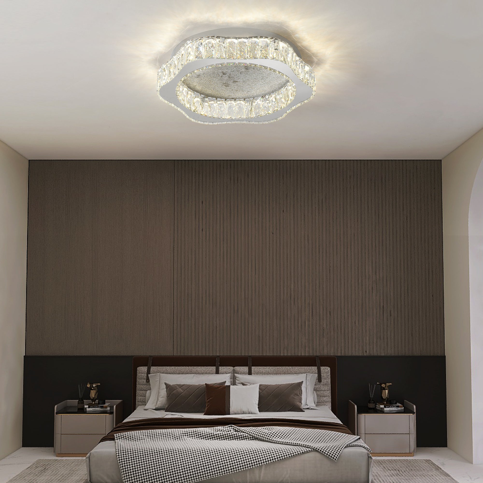 Lustra LED Argintie Splash Crystal Telecomanda Chandeliers Crystal