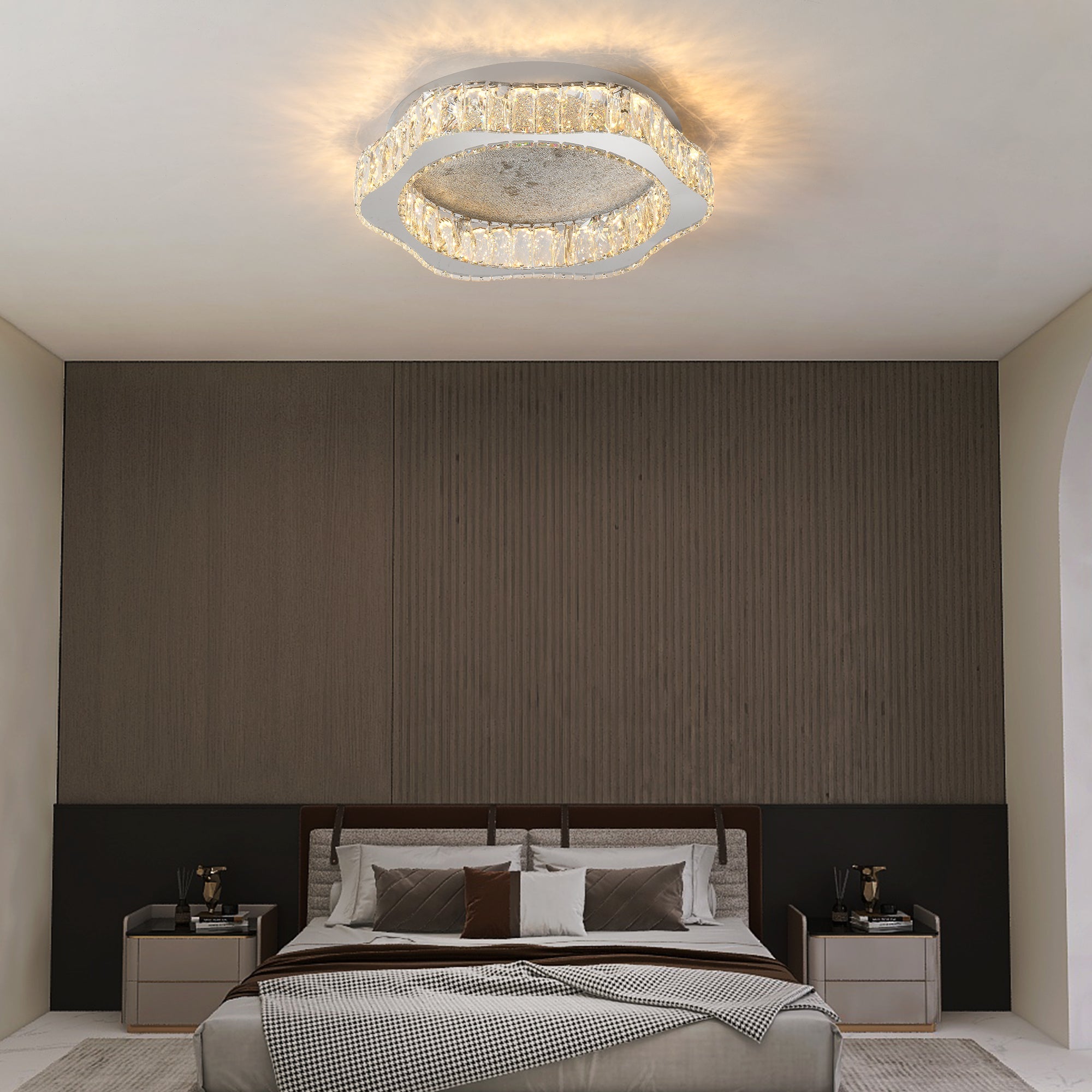 Lustra LED Argintie Splash Crystal Telecomanda Chandeliers Crystal