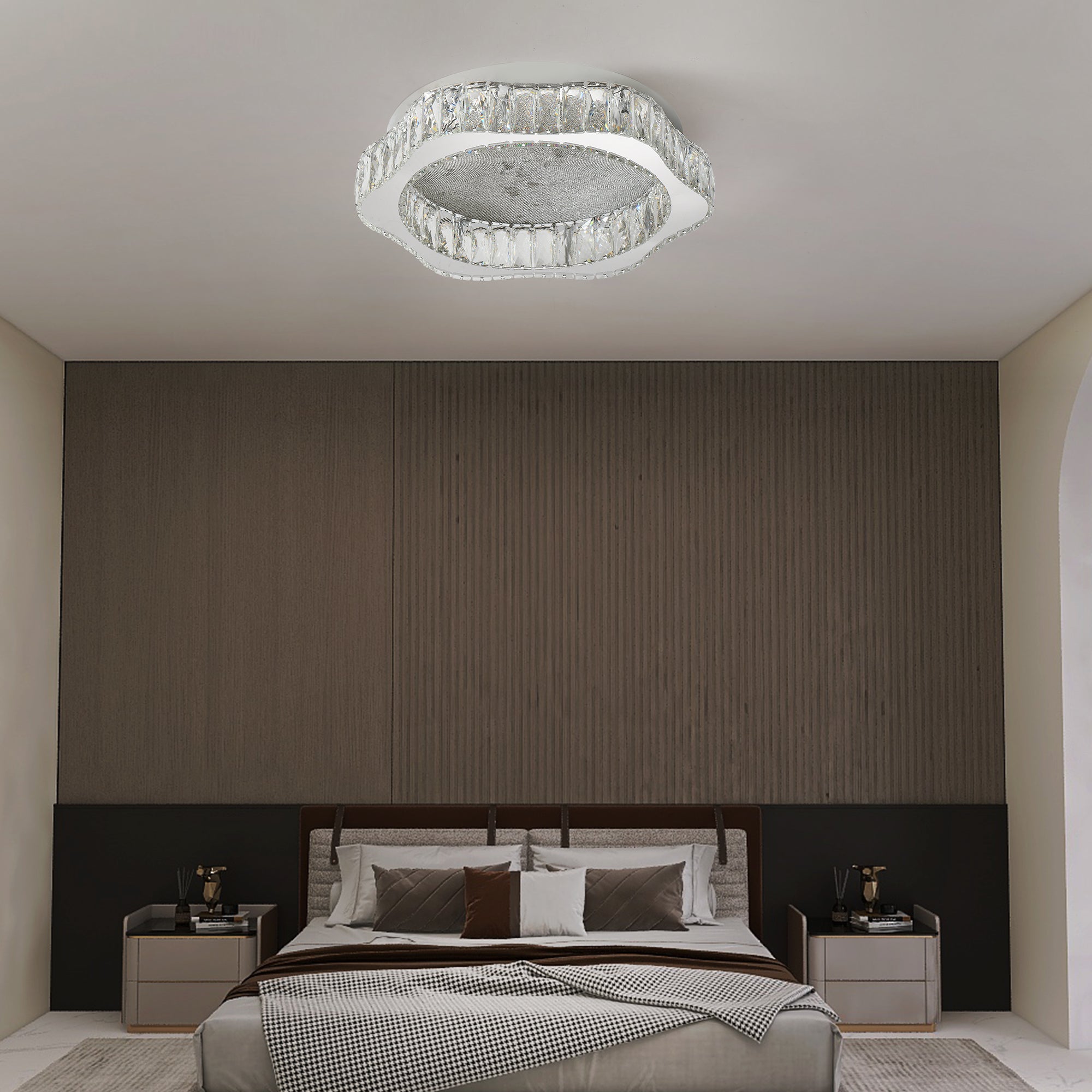 Lustra LED Argintie Splash Crystal Telecomanda Chandeliers Crystal