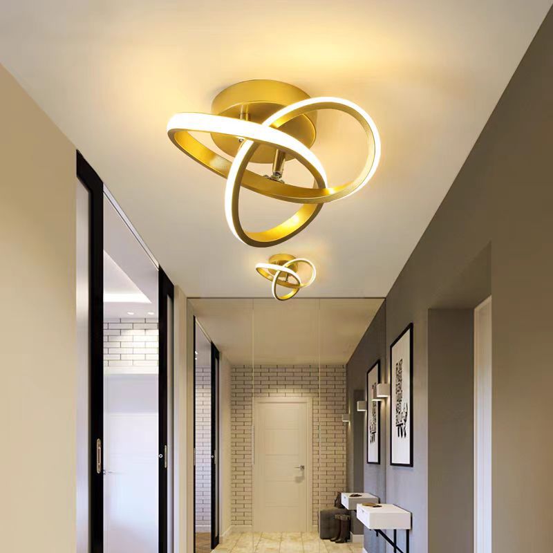 Lustra Led 48W Two Rings Gold Echivalent 200W Lighting Fixtures