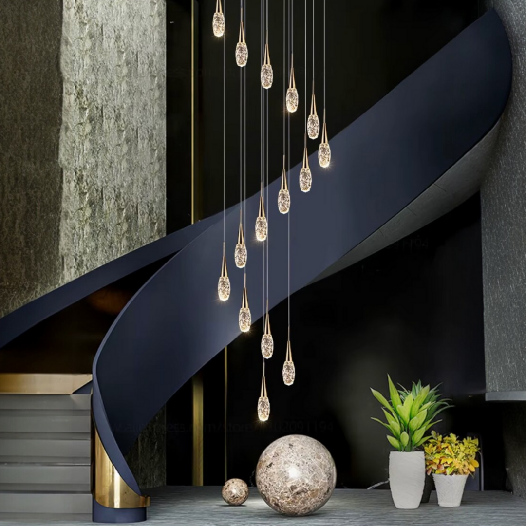 Lustra LED Cristal Golden Drops Lighting Fixtures