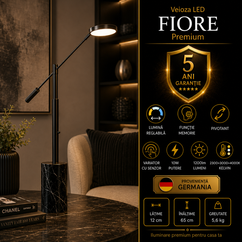Veioza LED Premium Fiore Black 65CM