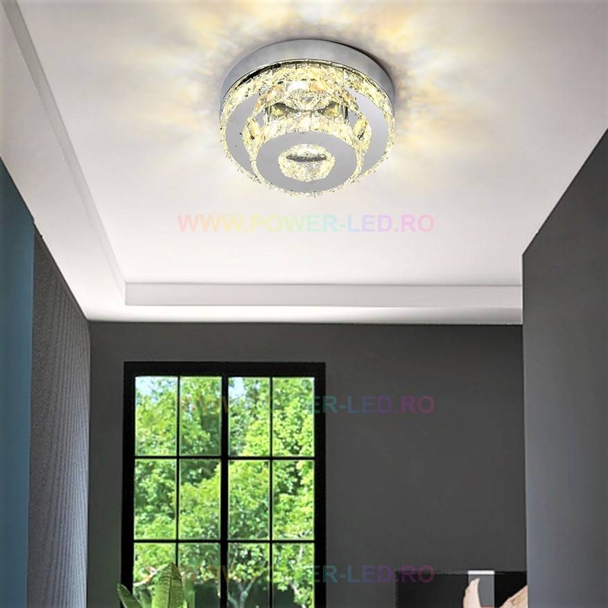 Lustra Led Cristal Double Circle Echivalent 200W Lighting Fixtures