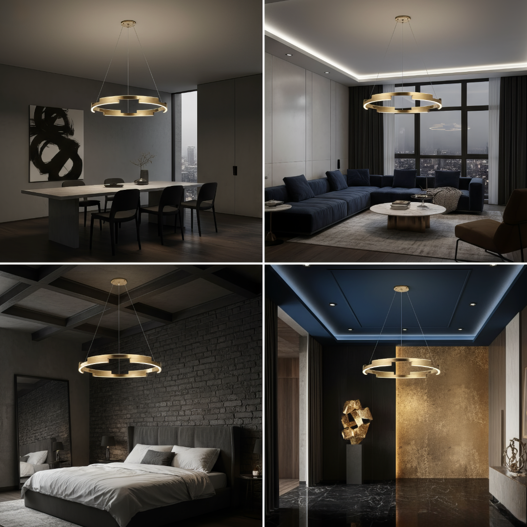 Lustra LED Orbis Cu Telecomanda Wifi 2.4G Gold 3 Culori AURIE / SUSPENDATE / 60CM Lighting Fixtures