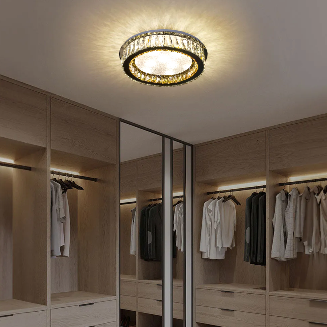 Lustra LED Aplicata Glamour Halo Cristal Telecomanda Chandeliers