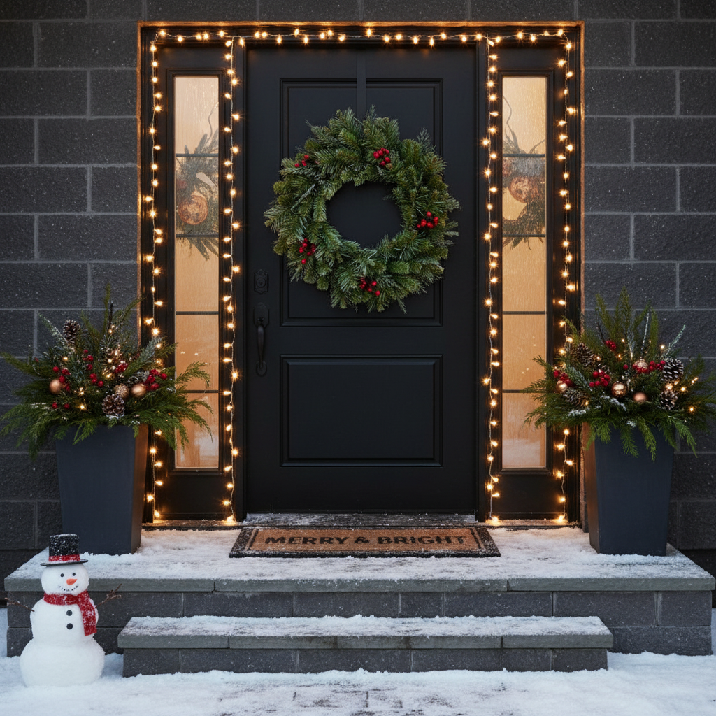 Coronita Artificiala De Craciun pentru Usa Snowfall