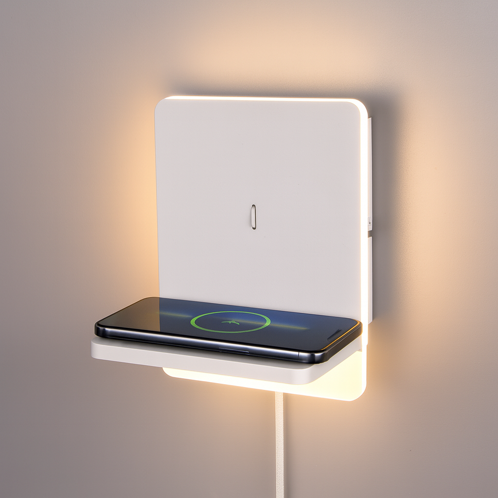 Aplica LED 9W cu Incarcare Wireless si Lumina Calda FAIRFIELD Alb ALBA / APLICA PERETE Wall Light Fixtures