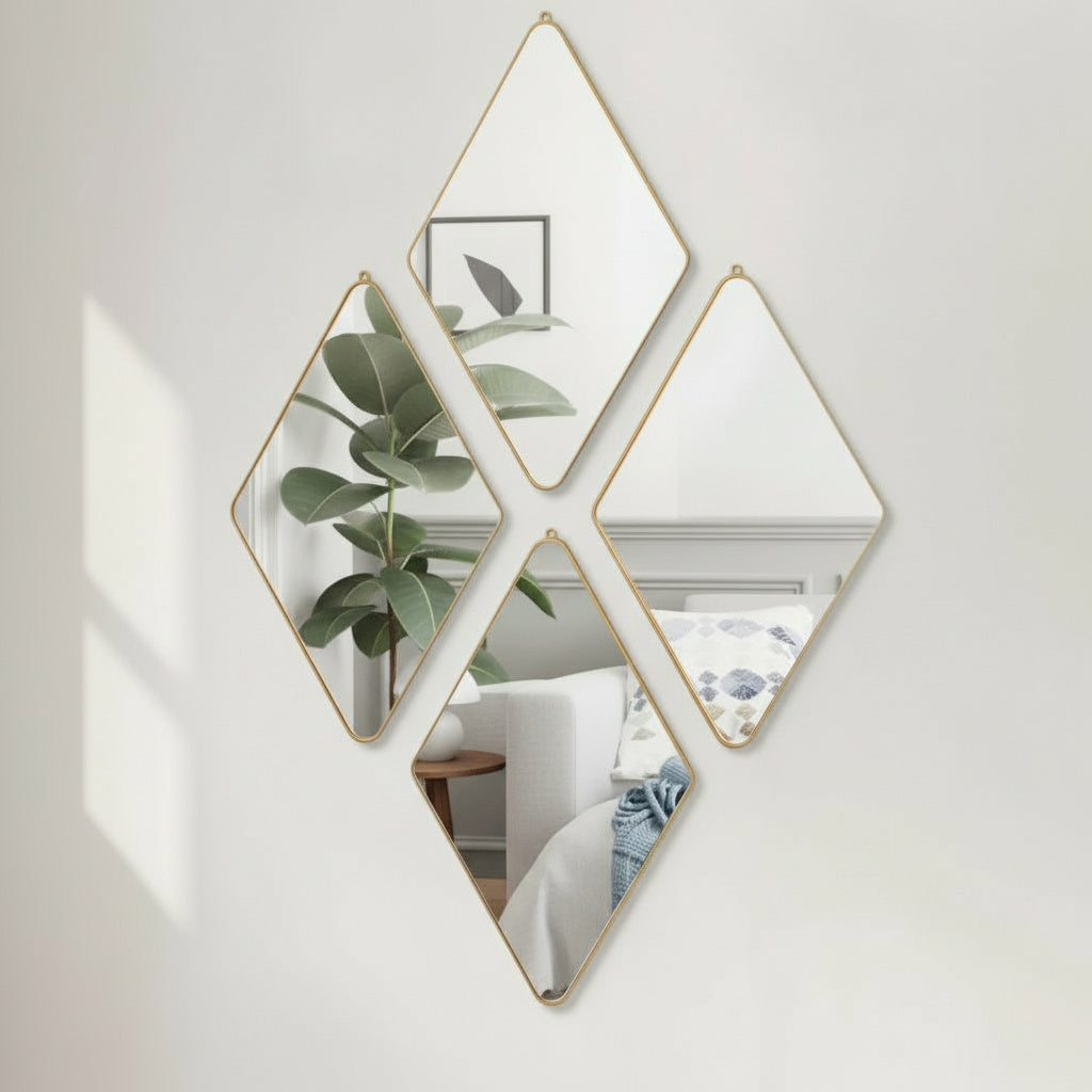 Set 4 Oglinzi Decorative Quadra Diamond GOLD 28CM