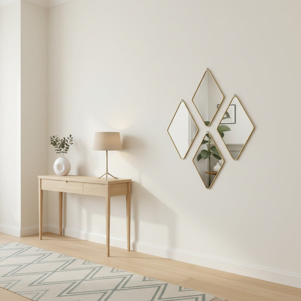 Set 4 Oglinzi Decorative Quadra Diamond GOLD 28CM